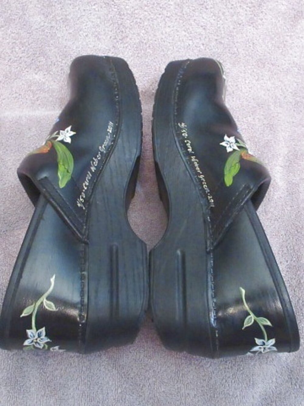 Dansko Limited Edition Cabrio Leather Clog Shoes Size 41 10.5 11 Artist Signed - Picture 6 of 12